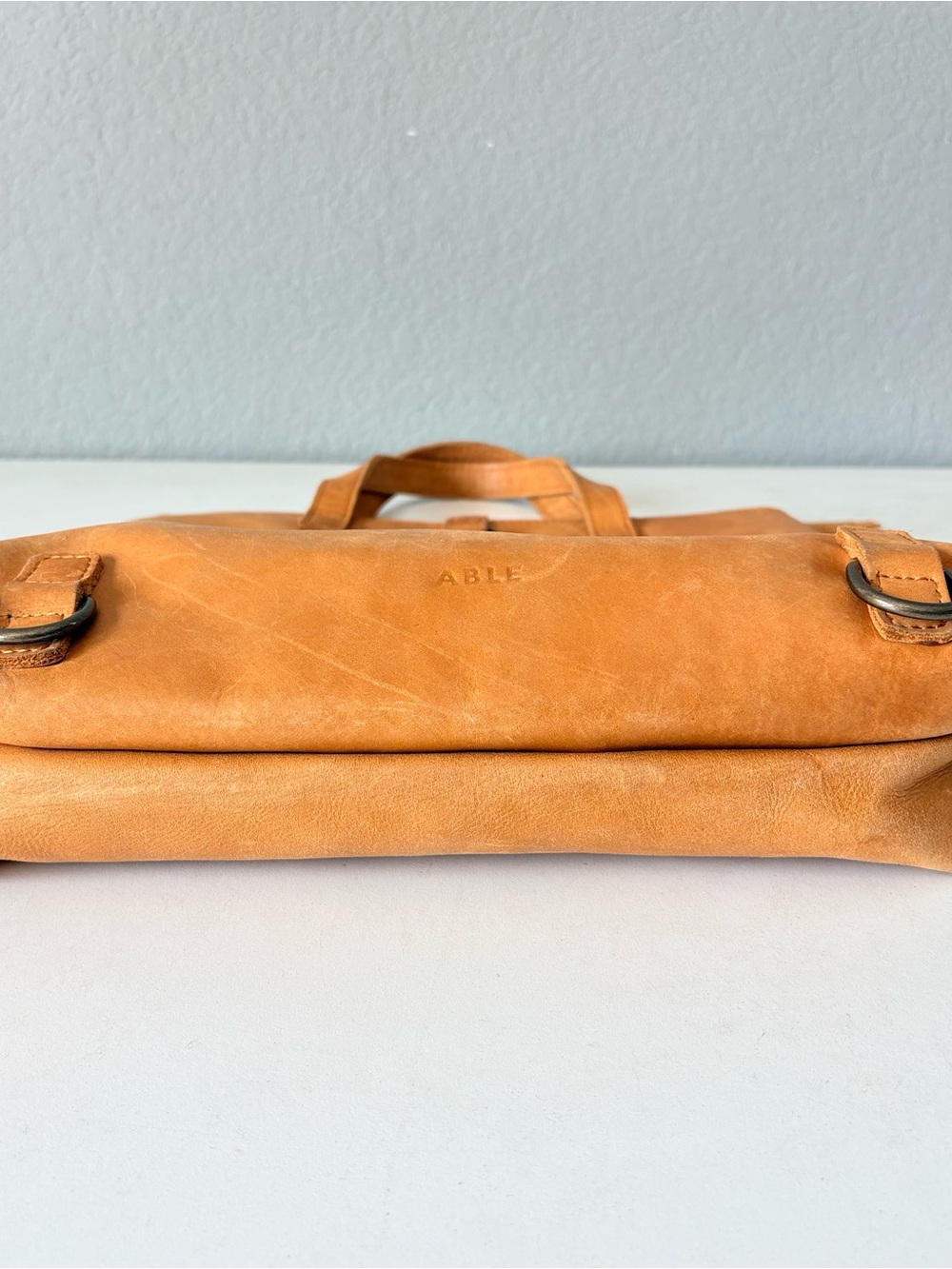Able Leather Tote Backpack - Camel - Picture 6 of 14